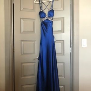 Blue embroidered formal dress